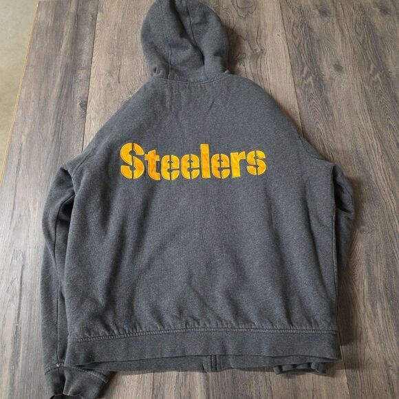 NFL Pro Line Pittsburgh Steelers Gray Heavy Duty Zip Up Hoodie Size XL - Picture 4 of 4